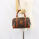 CELINE Macadam Canvas Hand Bag PVC Leather Brown Gold Auth 158827-22