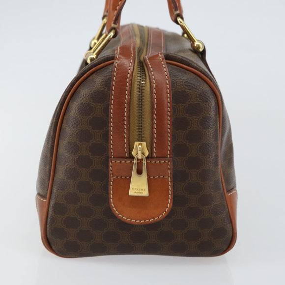 CELINE Macadam Canvas Hand Bag PVC Leather Brown Gold Auth 158827
