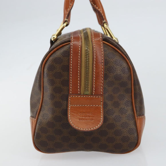 CELINE Macadam Canvas Hand Bag PVC Leather Brown Gold Auth 158827