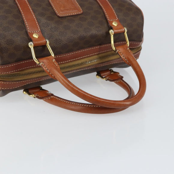 CELINE Macadam Canvas Hand Bag PVC Leather Brown Gold Auth 158827