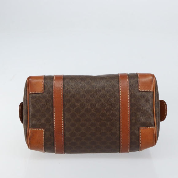CELINE Macadam Canvas Hand Bag PVC Leather Brown Gold Auth 158827