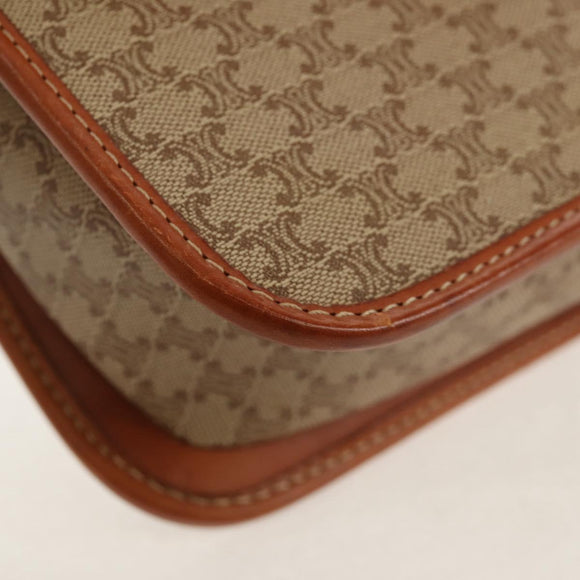 CELINE Macadam Canvas Shoulder Bag PVC Beige Gold Auth 158828