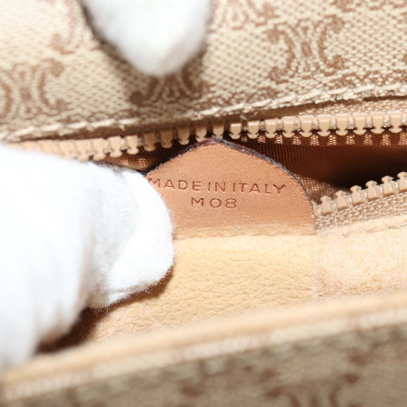 CELINE Macadam Canvas Shoulder Bag PVC Beige Gold Auth 158828