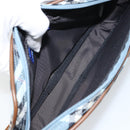 BURBERRY Nova Check Blue Label Pouch Nylon Leather Blue Silver Auth 158829-12