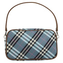 BURBERRY Nova Check Blue Label Pouch Nylon Leather Blue Silver Auth 158829-2