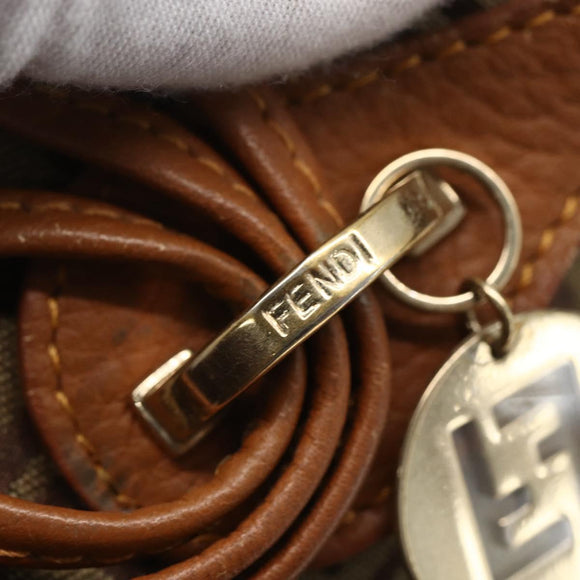 FENDI Zucchino Canvas Tote Bag Beige Gold Auth 158832