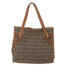 FENDI Zucchino Canvas Tote Bag Beige Gold Auth 158832-2