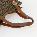 FENDI Zucchino Canvas Tote Bag Beige Gold Auth 158832-7