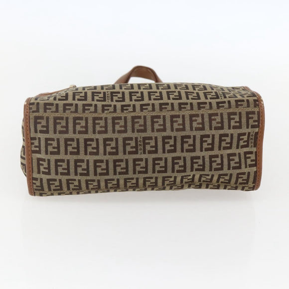 FENDI Zucchino Canvas Tote Bag Beige Gold Auth 158832