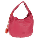 LOEWE Anagram Shoulder Bag Leather Pink Gold Auth 158833V-1