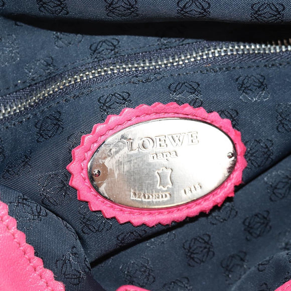 LOEWE Anagram Shoulder Bag Leather Pink Gold Auth 158833V