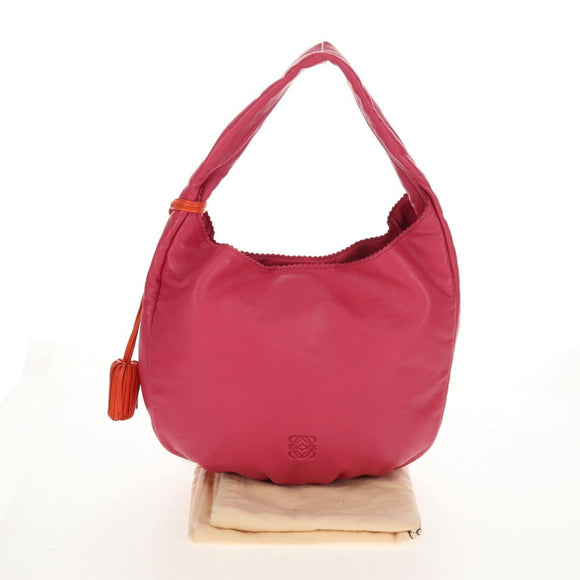 LOEWE Anagram Shoulder Bag Leather Pink Gold Auth 158833V