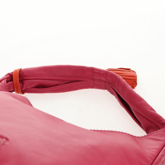 LOEWE Anagram Shoulder Bag Leather Pink Gold Auth 158833V