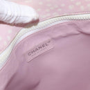 CHANEL Tote Bag Canvas Pink Silver CC Auth 158837-19