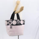 CHANEL Tote Bag Canvas Pink Silver CC Auth 158837-24