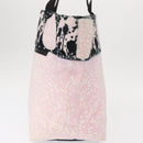 CHANEL Tote Bag Canvas Pink Silver CC Auth 158837-3