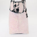 CHANEL Tote Bag Canvas Pink Silver CC Auth 158837-4