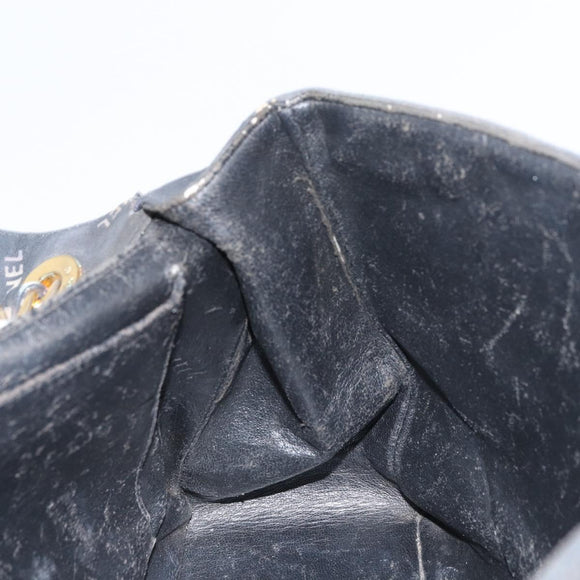 CHANEL Matelasse 34 Chain Shoulder Bag Coated Canvas Black Gold CC Auth 158838
