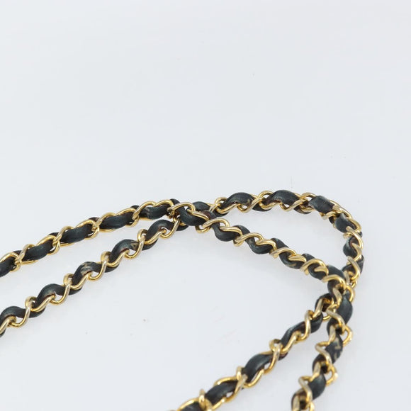 CHANEL Matelasse 34 Chain Shoulder Bag Coated Canvas Black Gold CC Auth 158838