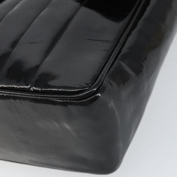 CHANEL Matelasse 30 Chain Shoulder Bag Enamel Black Gold CC Auth 158839