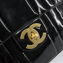 CHANEL Matelasse 30 Chain Shoulder Bag Enamel Black Gold CC Auth 158839-17