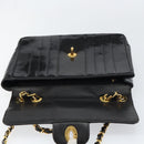CHANEL Matelasse 30 Chain Shoulder Bag Enamel Black Gold CC Auth 158839-10