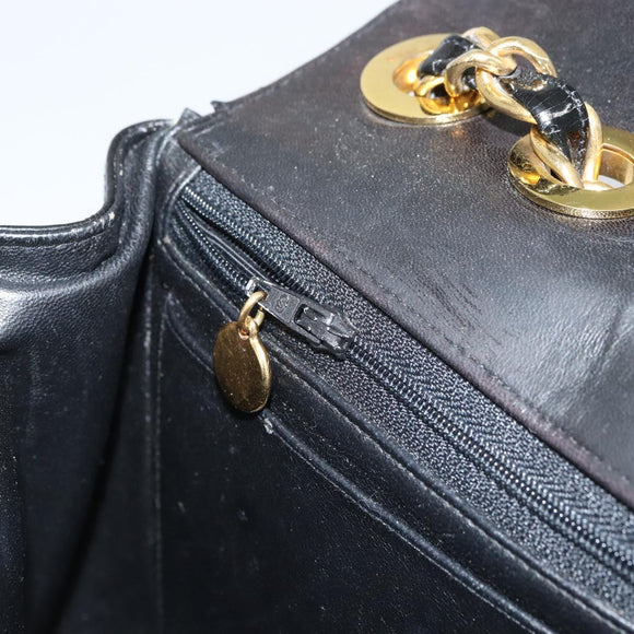 CHANEL Matelasse 30 Chain Shoulder Bag Enamel Black Gold CC Auth 158839