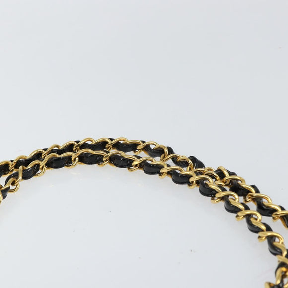 CHANEL Matelasse 30 Chain Shoulder Bag Enamel Black Gold CC Auth 158839
