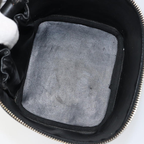 CHANEL Bicolore Vanity Hand Bag Leather Black Gold CC Auth 158841