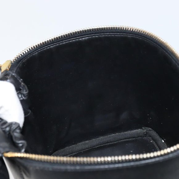 CHANEL Bicolore Vanity Hand Bag Leather Black Gold CC Auth 158841