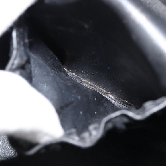 CHANEL Bicolore Vanity Hand Bag Leather Black Gold CC Auth 158841