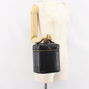 CHANEL Bicolore Vanity Hand Bag Leather Black Gold CC Auth 158841-22