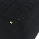 CHANEL Choco Bar Hand Bag Cotton Black Gold CC Auth 158843-9