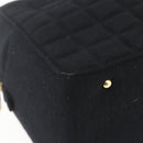 CHANEL Choco Bar Hand Bag Cotton Black Gold CC Auth 158843-11