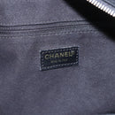 CHANEL Choco Bar Hand Bag Cotton Black Gold CC Auth 158843-10