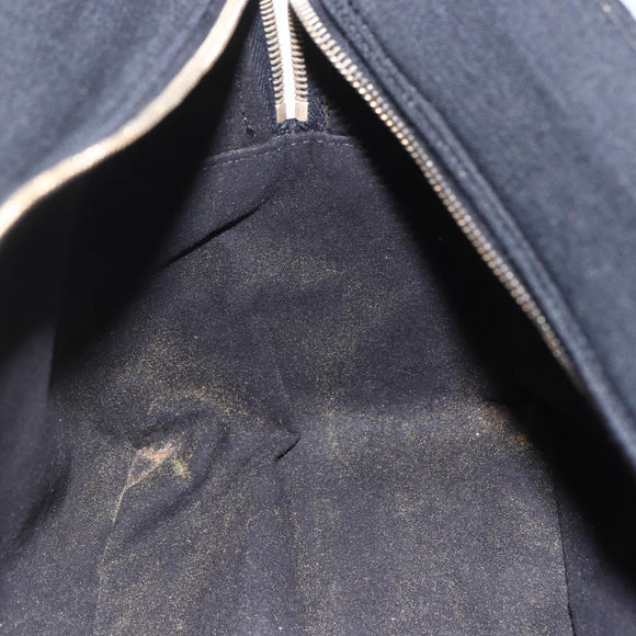 CHANEL Choco Bar Hand Bag Cotton Black Gold CC Auth 158843