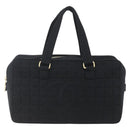 CHANEL Choco Bar Hand Bag Cotton Black Gold CC Auth 158843-2