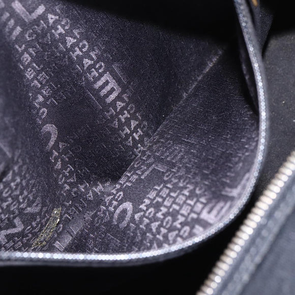 CHANEL Choco Bar Hand Bag Cotton Black Gold CC Auth 158843
