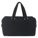 CHANEL Choco Bar Hand Bag Cotton Black Gold CC Auth 158843-2