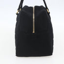 CHANEL Choco Bar Hand Bag Cotton Black Gold CC Auth 158843-4