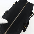 CHANEL Choco Bar Hand Bag Cotton Black Gold CC Auth 158843-6