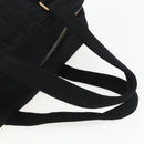 CHANEL Choco Bar Hand Bag Cotton Black Gold CC Auth 158843-7