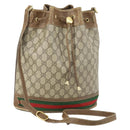 GUCCI GG Supreme Web Sherry Line Bag PVC Beige Gold 41 02 085 Auth 158845-1