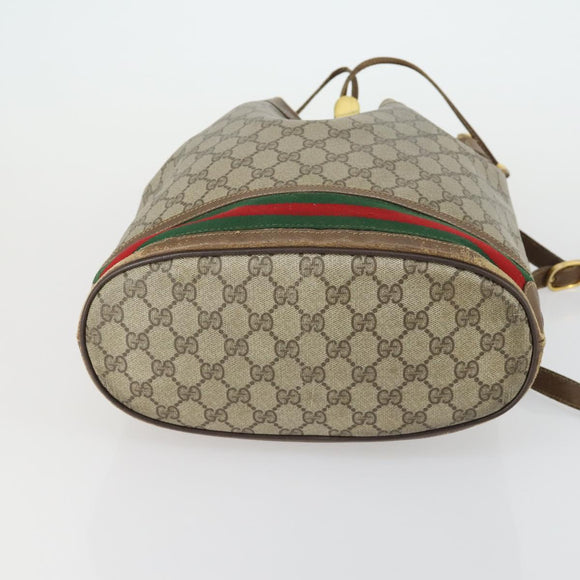 GUCCI GG Supreme Web Sherry Line Bag PVC Beige Gold 41 02 085 Auth 158845