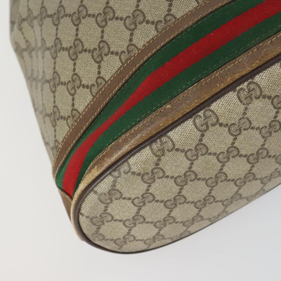 GUCCI GG Supreme Web Sherry Line Bag PVC Beige Gold 41 02 085 Auth 158845