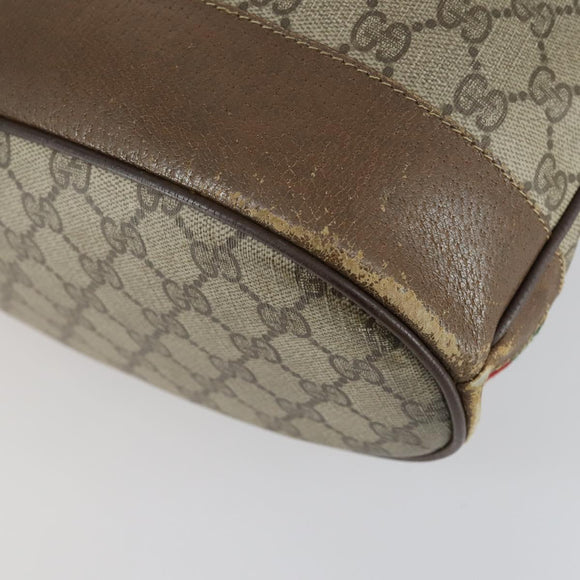 GUCCI GG Supreme Web Sherry Line Bag PVC Beige Gold 41 02 085 Auth 158845