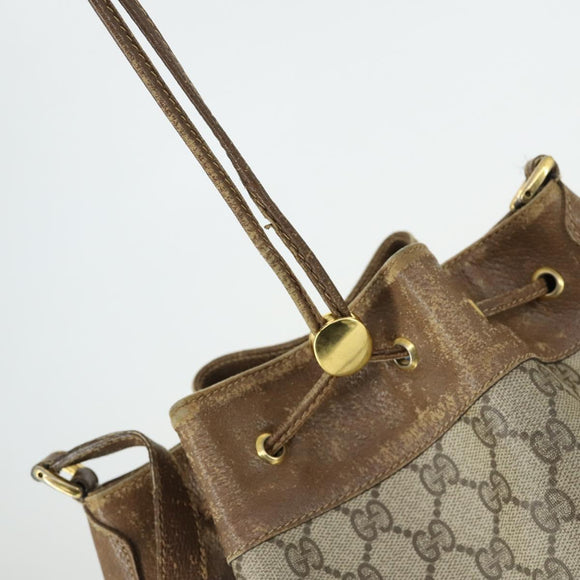 GUCCI GG Supreme Web Sherry Line Bag PVC Beige Gold 41 02 085 Auth 158845