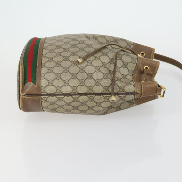 GUCCI GG Supreme Web Sherry Line Bag PVC Beige Gold 41 02 085 Auth 158845