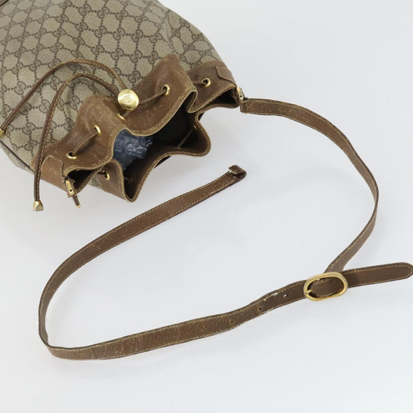 GUCCI GG Supreme Web Sherry Line Bag PVC Beige Gold 41 02 085 Auth 158845