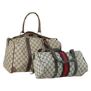 GUCCI GG Supreme Sherry Line Hand Bag PVC 2 Set Beige Navy Auth 158846-1
